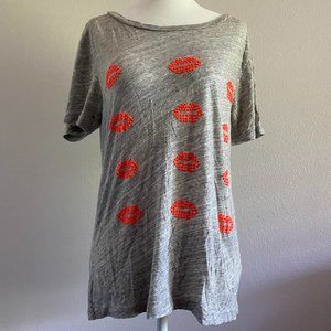 J. Crew Tee with Beaded Lip Print